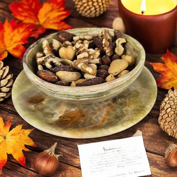 Nuts, candy bowl, marble handmade bowl with Saucer Snack dish, Marble Candy dish - Picture 3 of 11